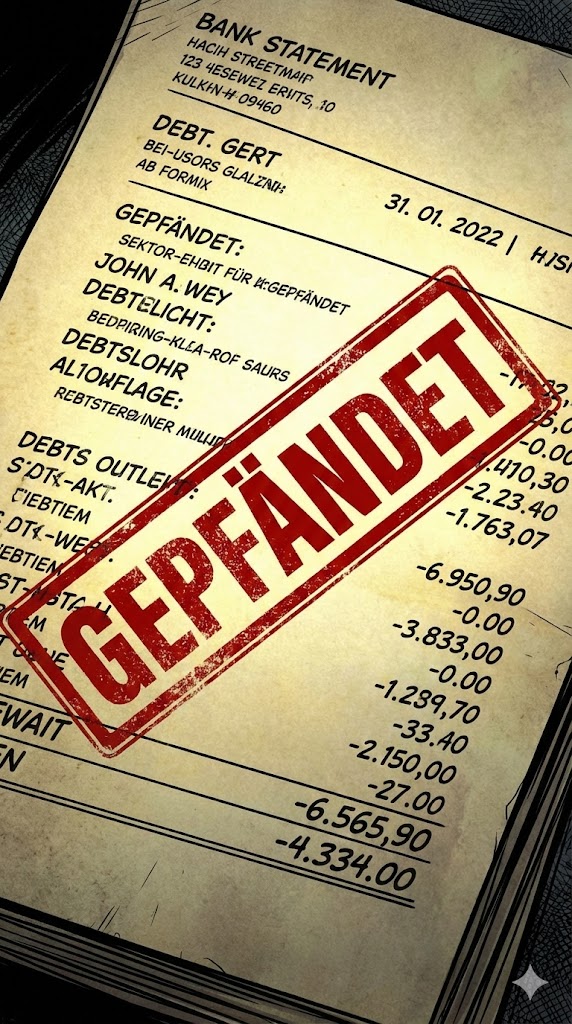 Pflegegeld gepfändet Kontoauszug mit Stempel