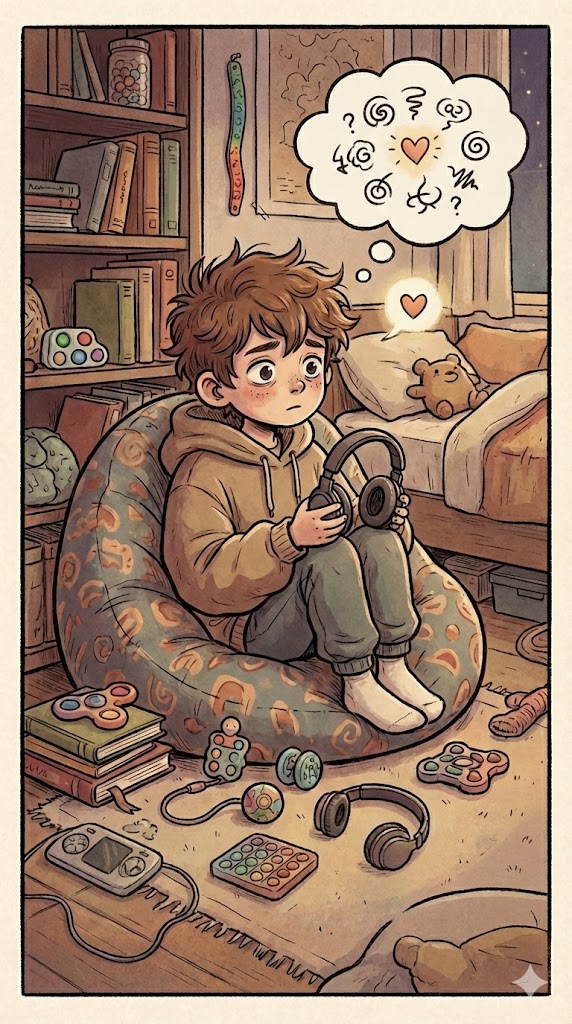 ein Bild von einem Kind, das unter ADHS/Autismus leidet und Hilfebedürftigkeit ausstrahlt